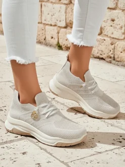 Royalfashion Wsuwane damskie materiałowe buty sportowe Teletta