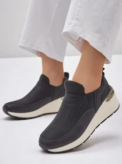 Royalfashion Wsuwane damskie buty sportowe z cyrkoniami Elera