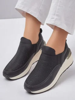 Royalfashion Wsuwane damskie buty sportowe z cyrkoniami Elera