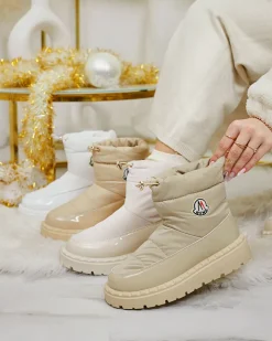 Royalfashion Wsuwane śniegowce damskie w jasnobrązowym kolorze Ireda