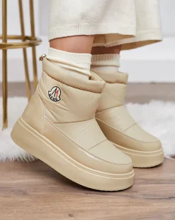 Royalfashion Wsuwane śniegowce damskie w beżowym kolorze Ademra