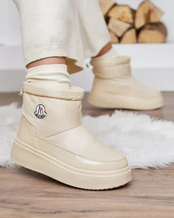 Royalfashion Wsuwane śniegowce damskie w kremowym kolorze Ademra