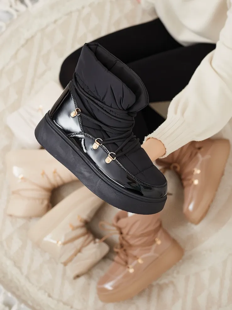 Royalfashion Wsuwane śniegowce damskie w czarnym kolorze Dabenda