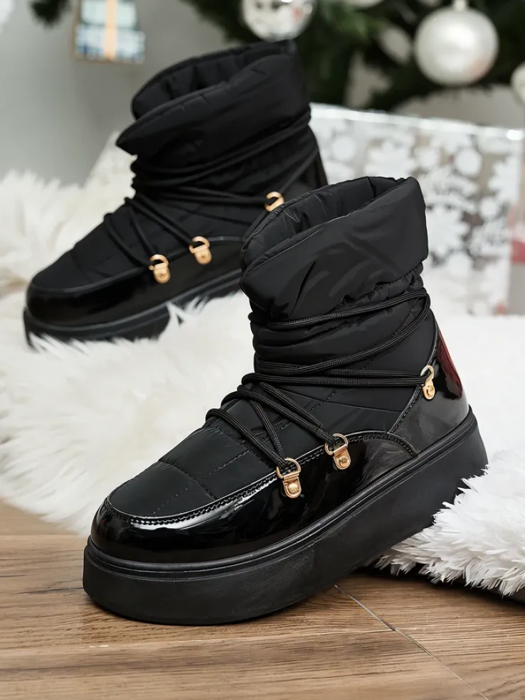 Royalfashion Wsuwane śniegowce damskie w czarnym kolorze Dabenda