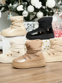 Royalfashion Wsuwane śniegowce damskie w czarnym kolorze Dabenda