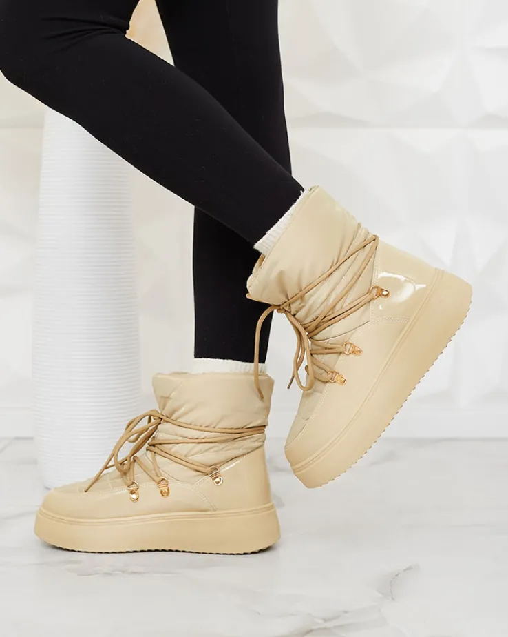 Royalfashion Wsuwane śniegowce damskie w jasnobrązowym kolorze Dabenda