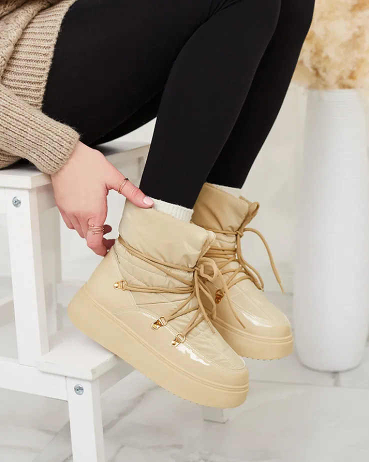 Royalfashion Wsuwane śniegowce damskie w jasnobrązowym kolorze Dabenda