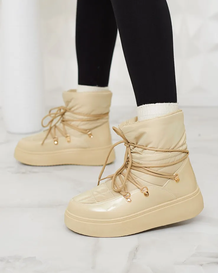 Royalfashion Wsuwane śniegowce damskie w jasnobrązowym kolorze Dabenda