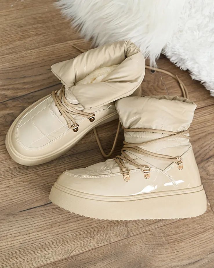 Royalfashion Wsuwane śniegowce damskie w jasnobrązowym kolorze Dabenda