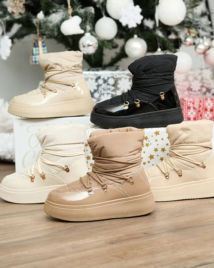 Royalfashion Wsuwane śniegowce damskie w jasnobrązowym kolorze Dabenda