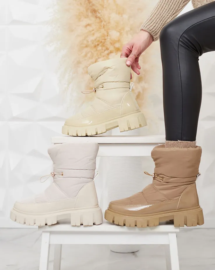 Royalfashion Wsuwane śniegowce damskie w beżowym kolorze Sadella