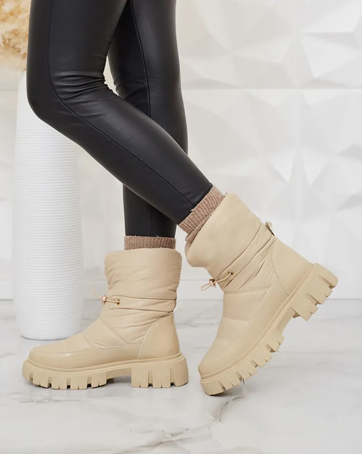 Royalfashion Wsuwane śniegowce damskie w beżowym kolorze Sadella