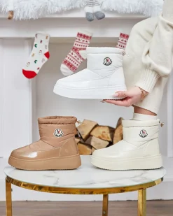 Royalfashion Wsuwane śniegowce damskie w białym kolorze Ademra