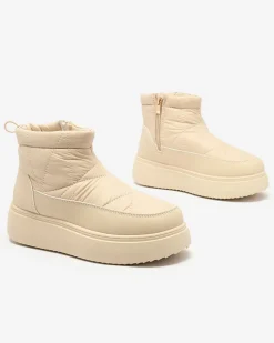 Royalfashion Wsuwane śniegowce damskie w beżowym kolorze Armeda