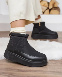 Royalfashion Wsuwane śniegowce damskie w czarnym kolorze Armeda