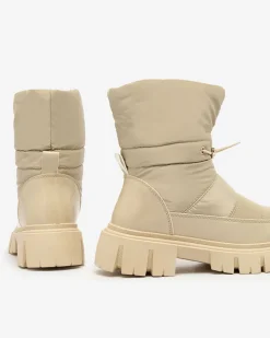 Royalfashion Wsuwane śniegowce damskie w jasnobrązowym kolorze Sadella