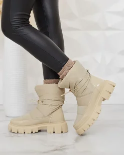 Royalfashion Wsuwane śniegowce damskie w jasnobrązowym kolorze Sadella