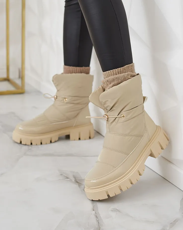 Royalfashion Wsuwane śniegowce damskie w jasnobrązowym kolorze Sadella