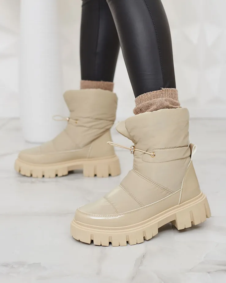 Royalfashion Wsuwane śniegowce damskie w jasnobrązowym kolorze Sadella