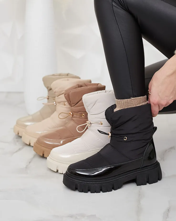 Royalfashion Wsuwane śniegowce damskie w jasnobrązowym kolorze Sadella