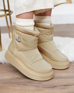 Royalfashion Wsuwane śniegowce damskie w jasnobrązowym kolorze Ademra