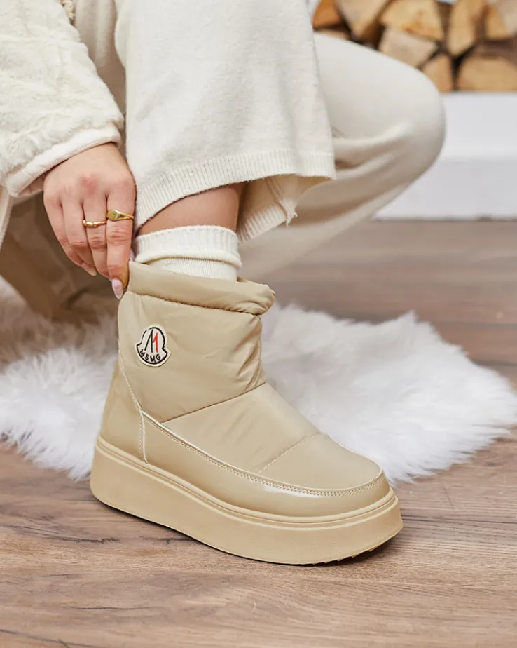 Royalfashion Wsuwane śniegowce damskie w jasnobrązowym kolorze Ademra