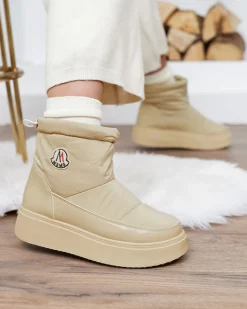 Royalfashion Wsuwane śniegowce damskie w jasnobrązowym kolorze Ademra