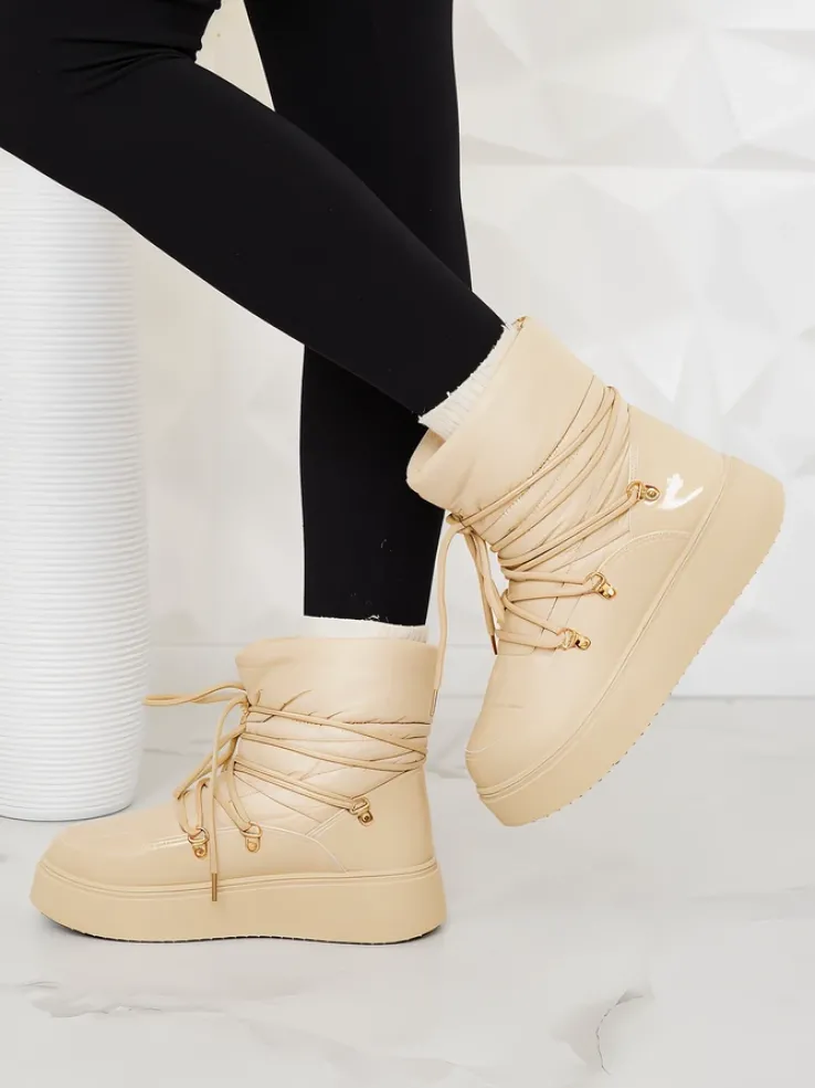 Royalfashion Wsuwane śniegowce damskie w beżowym kolorze Dabenda