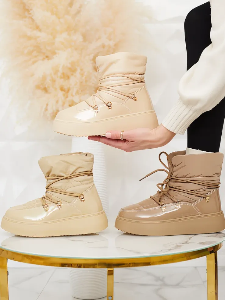 Royalfashion Wsuwane śniegowce damskie w beżowym kolorze Dabenda