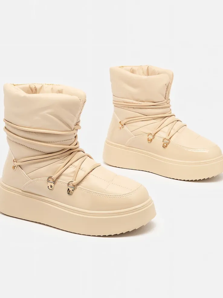 Royalfashion Wsuwane śniegowce damskie w beżowym kolorze Dabenda