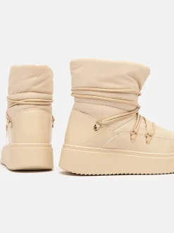 Royalfashion Wsuwane śniegowce damskie w beżowym kolorze Dabenda