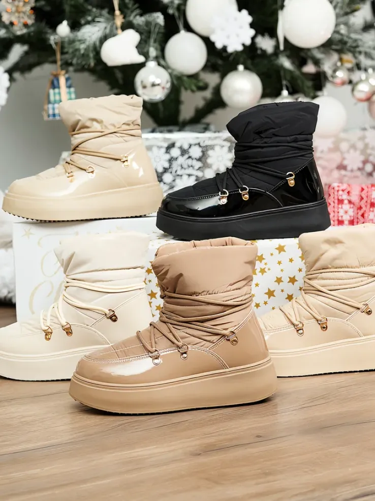 Royalfashion Wsuwane śniegowce damskie w beżowym kolorze Dabenda