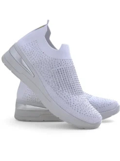 Royalfashion Wsuwane sneakersy damskie na koturnie z cyrkoniami Qelavise