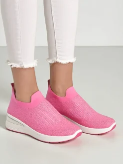 Royalfashion Wsuwane sneakersy damskie na koturnie z cyrkoniami Qelavise