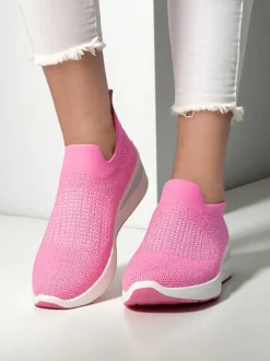 Royalfashion Wsuwane sneakersy damskie na koturnie z cyrkoniami Qelavise