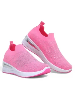 Royalfashion Wsuwane sneakersy damskie na koturnie z cyrkoniami Qelavise