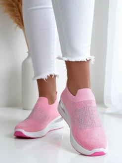 Royalfashion Wsuwane sneakersy damskie na koturnie z cyrkoniami Qelavise