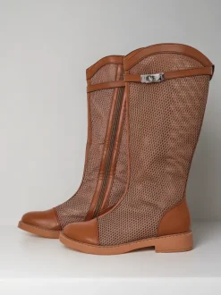 Royalfashion Wysokie ażurowe damskie botki Ovittole