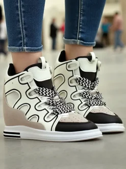 Royalfashion Wysokie sportowe buty damskie z ukrytym koturnem Oblaffi