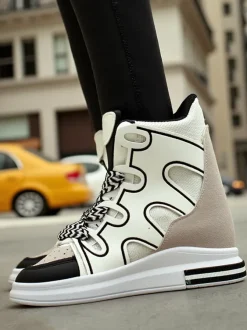 Royalfashion Wysokie sportowe buty damskie z ukrytym koturnem Oblaffi