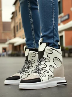 Royalfashion Wysokie sportowe buty damskie z ukrytym koturnem Oblaffi