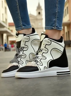 Royalfashion Wysokie sportowe buty damskie z ukrytym koturnem Oblaffi