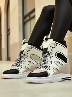 Royalfashion Wysokie sportowe buty damskie z ukrytym koturnem Oblaffi