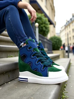 Royalfashion Wysokie sportowe buty damskie z ukrytym koturnem Oblaffi