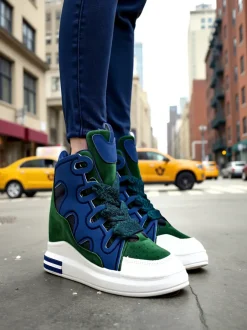 Royalfashion Wysokie sportowe buty damskie z ukrytym koturnem Oblaffi