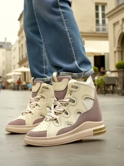 Royalfashion Wysokie sportowe buty damskie z ukrytym koturnem Oblaffi