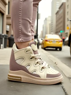 Royalfashion Wysokie sportowe buty damskie z ukrytym koturnem Oblaffi