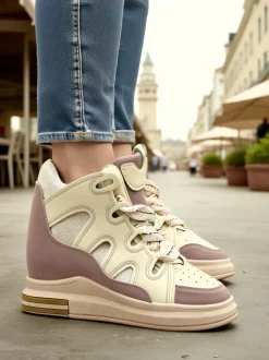 Royalfashion Wysokie sportowe buty damskie z ukrytym koturnem Oblaffi