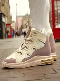 Royalfashion Wysokie sportowe buty damskie z ukrytym koturnem Oblaffi