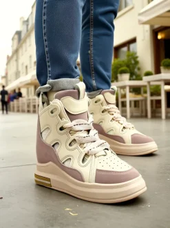 Royalfashion Wysokie sportowe buty damskie z ukrytym koturnem Oblaffi